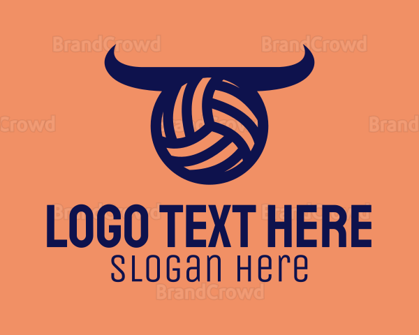 Blue Volleyball Horns Logo