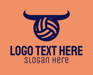 Volleyball Equipment - Blue Volleyball Horns logo design