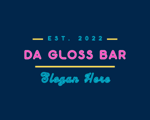 Party Bar Neon Wordmark logo design