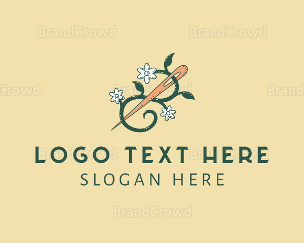 Flower Vine Needle Sewing Logo