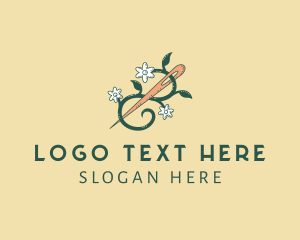 Textile - Flower Vine Needle Sewing logo design