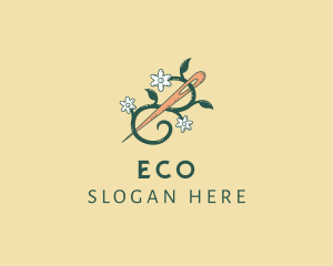 Fabric - Flower Vine Needle Sewing logo design