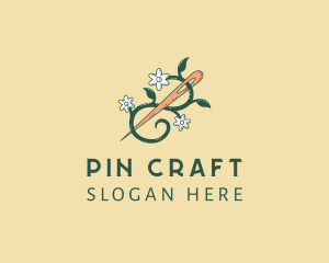 Pins - Flower Vine Needle Sewing logo design