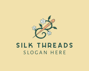 Flower Vine Needle Sewing logo design