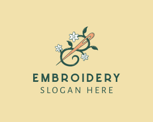 Flower Vine Needle Sewing logo design