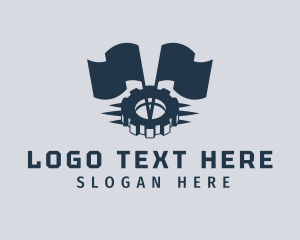 Cog - Mechanic Gear Flags logo design