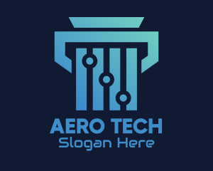 Tech Circuit Pillar logo design