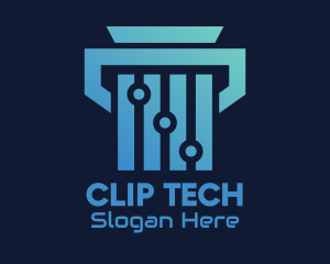 Tech Circuit Pillar logo design