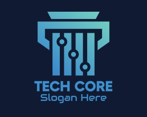 Tech Circuit Pillar logo design