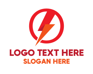 Superhero - Red Circle Thunder logo design