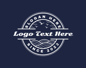 Ocean - Circle Ocean Bird Waves logo design