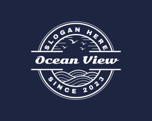 Circle Ocean Bird Waves logo design