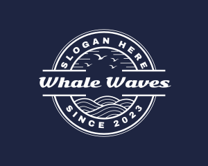 Circle Ocean Bird Waves logo design