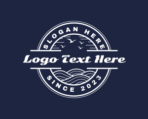 Coastal - Circle Ocean Bird Waves logo design