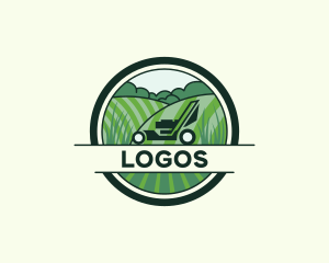Grass Lawn Mower Landscaping Logo