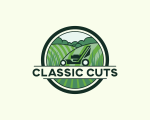 Grass Lawn Mower Landscaping logo design