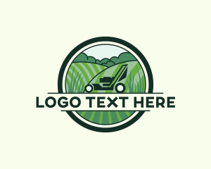 Emblem - Grass Lawn Mower Landscaping logo design