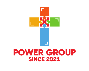 Religion - Colorful Jigsaw Cross logo design