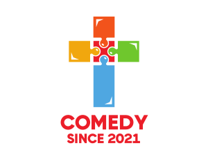 Faith - Colorful Jigsaw Cross logo design