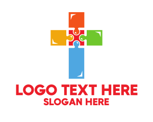 Colorful Jigsaw Cross Logo