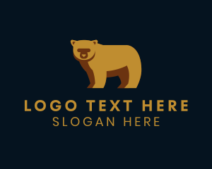 Grizzly - Standing Gold Bear logo design