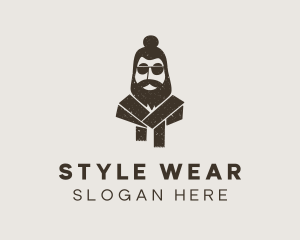 Brown Hipster Topknot logo design