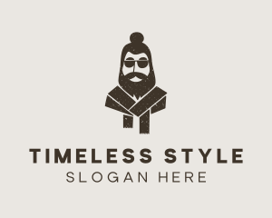 Brown Hipster Topknot logo design