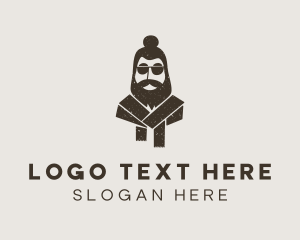 Barbershop - Brown Hipster Topknot logo design