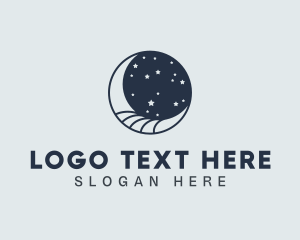 Star - Night Sky Crescent Moon logo design