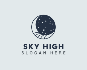 Night Sky Crescent Moon logo design