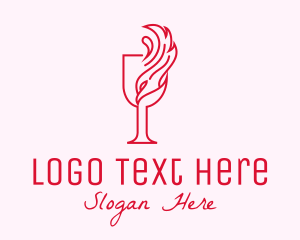 Liquid - Flaming Wine Glass logo design