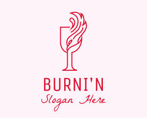 Flaming Wine Glass logo design