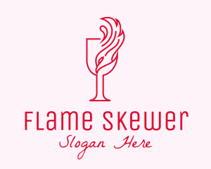 Flaming Wine Glass logo design