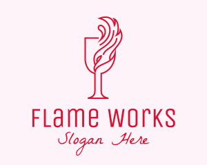 Flame - Flaming Wine Glass logo design