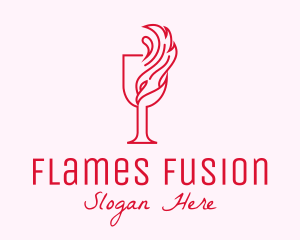 Flaming Wine Glass logo design