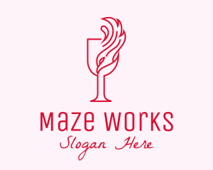 Flaming Wine Glass logo design