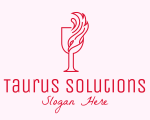 Flaming Wine Glass logo design