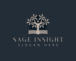 Wisdom - Book Tree Plant logo design