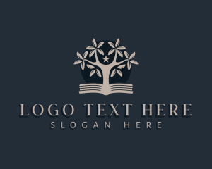 Library - Book Tree Plant logo design