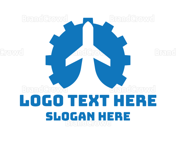 Blue Gear Airplane Logo