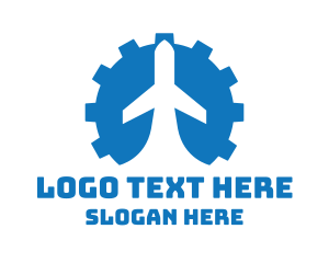 Commercial Plane - Blue Gear Airplane logo design