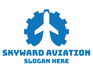 Blue Gear Airplane logo design