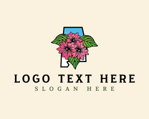 Camellia Flower - Alabama Botanical Flower logo design