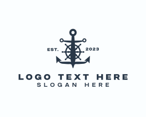 Sea Vessel - Marine Anchor Wheel logo design