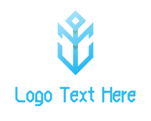 Ship - Modern Blue Anchor logo design