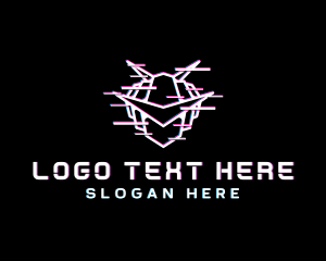 Static - Robot Glitch Helmet logo design