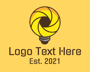 Camera Lens - Shutter Lens Lightbulb logo design