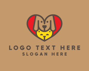 Pup - Dog Cat Heart logo design