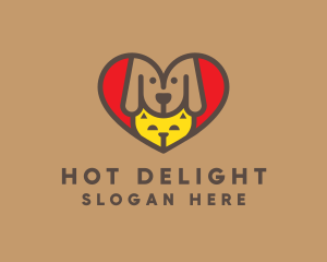 Dog Cat Heart logo design