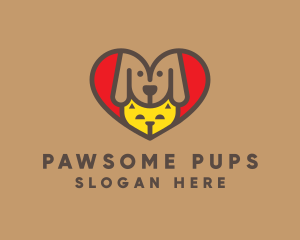 Dog Cat Heart logo design